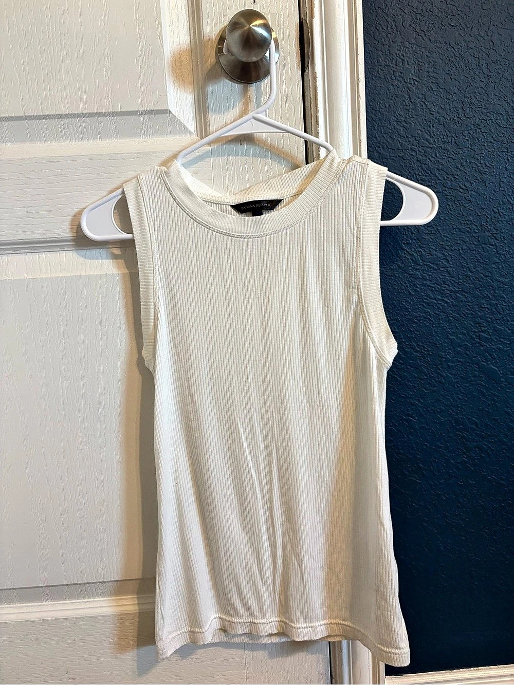 Banana Republic Ribbed Cotton Crewneck Tank Top White XS